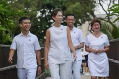 Pasukan PAP yang akan bertanding di GRC Jalan Besar terdiri daripada (dari kiri) Encik Shawn Loh, Cik Josephine Teo, Dr Wan Rizal Zakariah dan Cik Denise Phua.