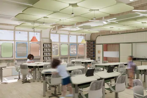 Cik Syazmira mencipta bilik darjah yang boleh mewujudkan persekitaran pembelajaran bagi tujuan berbeza. Antara fungsi baharu dalam reka bentuknya termasuk ruang meredakan tekanan serta penggunaan banyak bucu bulat bagi mewujudkan suasana yang lebih tenang untuk murid-murid. Meja juga lebih mudah diatur semula untuk peperiksaan atau kegiatan berkumpulan.