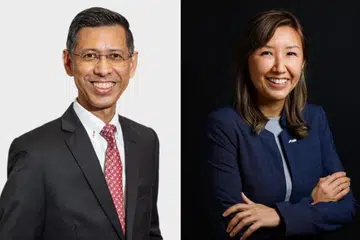 Encik Shahrin Abdol Salam (kiri) akan mengambil alih peranan sebagai Ketua Pegawai Eksekutif (CEO) SingPost (Singapura) mulai 1 Mei, menggantikan CEO kini, Cik Neo Su Yin (kanan).