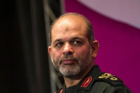 Gambar memaparkan Encik Ahmad Vahidi, ketika menghadiri Anugerah Antarabangsa Khwarizmi ke-24 di pusat persidangan televisyen negara Iran pada 5 Februari 2011.