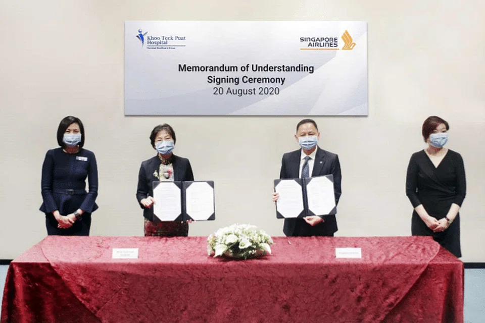 Singapore Airlines (SIA) dan Hospital Khoo Teck Puat (KTPH) menandatangani memorandum persefahaman pada Khamis (20 Ogos) untuk bekerjasama dalam menyediakan latihan bagi karyawan penjagaan kesihatan di hospital itu.