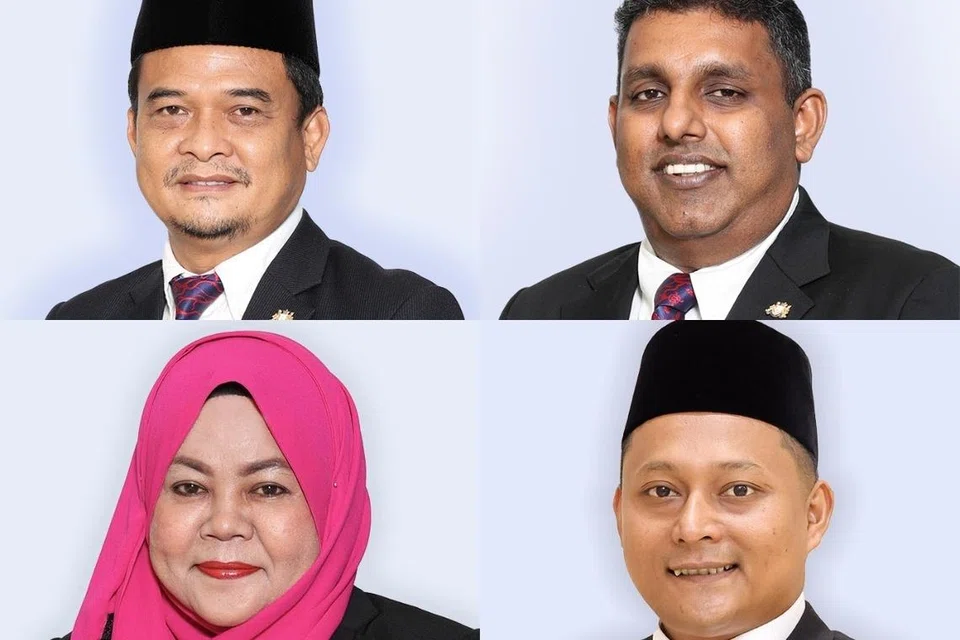  Empat mantan Ahli Majlis Mesyuarat Kerajaan Negeri (Exco), Datuk Zahari Sarip (kiri, atas); Encik Raven Kumar Krishnasamy (kanan, atas); Encik Aznan Tamin (kanan, bawah); dan Cik Khairin-Nisa Ismail (kiri, bawah).