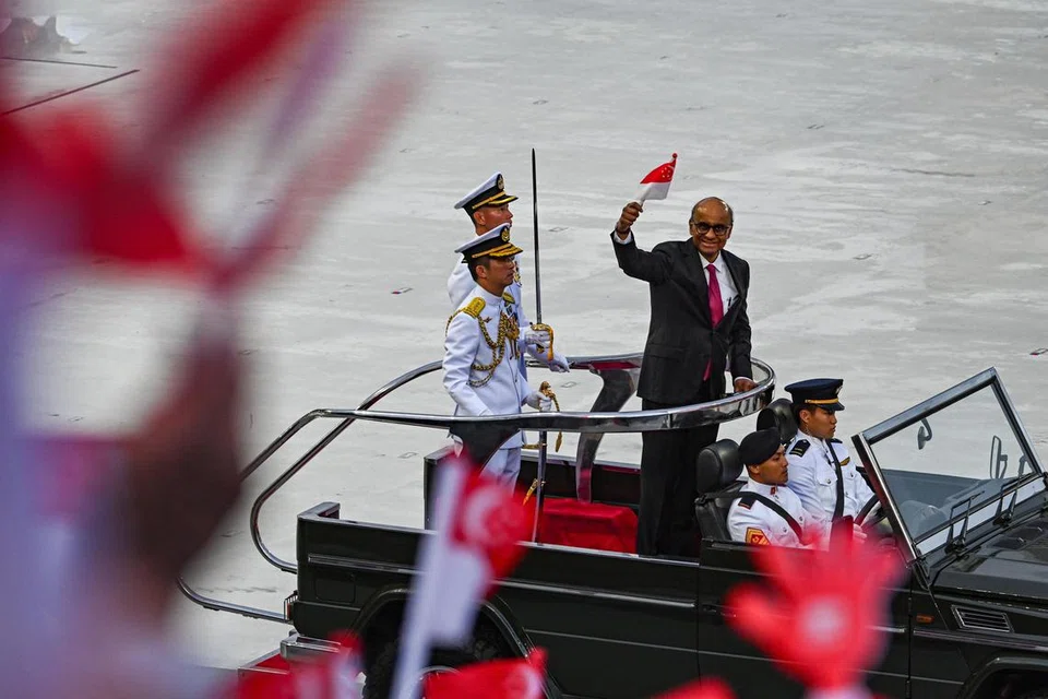 Satu lagi sejarah tercipta dalam NDP 2024 kerana ini merupakan kali pertama Presiden Tharman Shanmugaratnam (gambar) dan Perdana Menteri Encik Lawrence Wong menghadiri NDP sejak menyandang jawatan baru masing-masing.