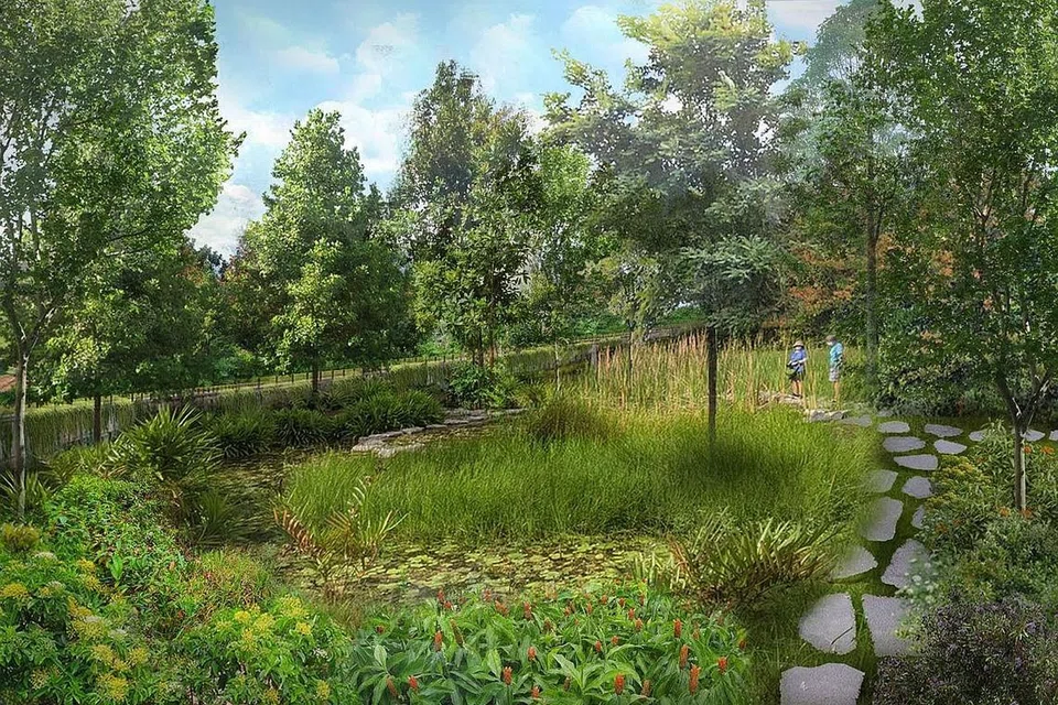 LEBIH BANYAK KEHIJAUAN: Lebih banyak ruang taman akan ditambah di Singapura. Antaranya ialah taman baru seluas 7.6 hektar yang akan dibina di Teachers' Estate di Upper Thomson menjelang 2024 (gambaran artis). - Foto NPARKS