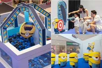 Kanak-kanak boleh menyertai dunia ejen rahsia di kawasan permainan ‘Despicable Me 4’ di Suntec City sehingga 14 Julai.