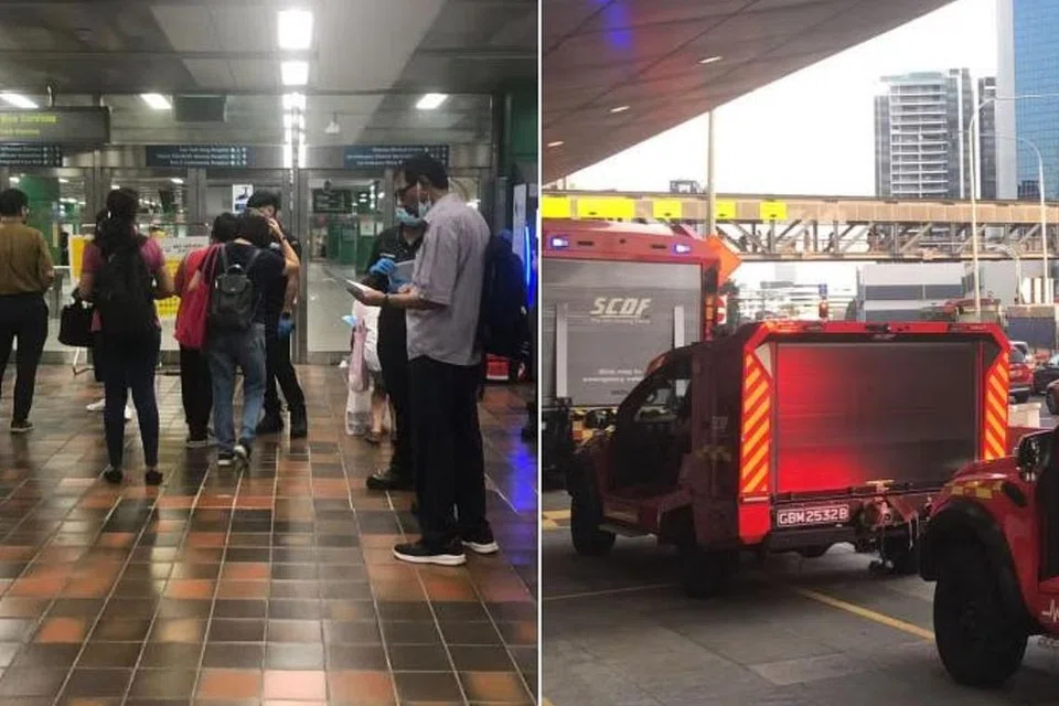 STESEN BERASAP: Kereta api yang bergerak di sepanjang Laluan Utara-Selatan (NS) tidak berhenti di stesen MRT Novena pada Jumaat, selepas unit penghawa dingin memenuhi stesen bawah tanah dengan asap.