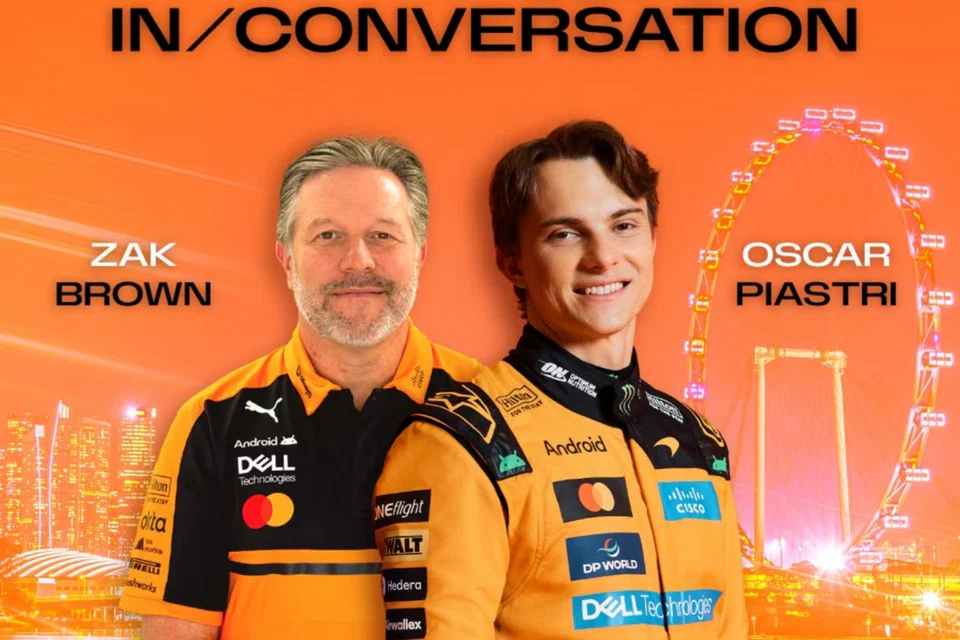 Pemandu McLaren, Oscar Piastri bakal tampil bersama Zak Brown dalam McLaren Racing Live: In Conversation di Sands Theatre, Marina Bay Sands, pada 7 Oktober, 7.30 malam.