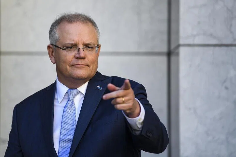 TEKANAN EKONOMI: Perdana Menteri Australia, Encik Scott Morrison, mengadakan sidang media di Bangunan Parlimen di Canberra, Australia, hari ini. Menurut laporan media, kadar pengangguran rasmi Australia adalah 6.2 peratus, dengan hampir 600,000 pekerjaan dibuang bulan lalu. 