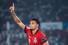 Penyerang Singa, Ikhsan Fandi, meraikan gol kemenangan perlawanan kelayakan Piala Asia AFC Singapura menentang Bangladesh pada 10 Jun di Stadium Kebangsaan Bangabandhu, Dhaka, Bangladesh pada 10 Jun. Perlawanan tersebut berakhir dengan keputusan 2-1, memihak Singapura. Kemenangan itu bermakna Singa berkongsi kedudukan teratas Kumpulan C, bersama Hong Kong. 