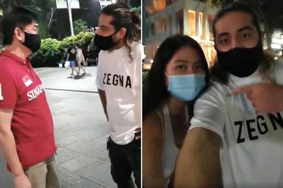 TULAR DI MEDIA SOSIAL: Dalam satu insiden yang tular di media sosial baru-baru ini, seorang lelaki (kiri sekali) dirakam membuat kenyataan berbaur perkauman kepada pasangan yang berlainan bangsa. - Foto-foto FACEBOOK DAVE PARK ASH
