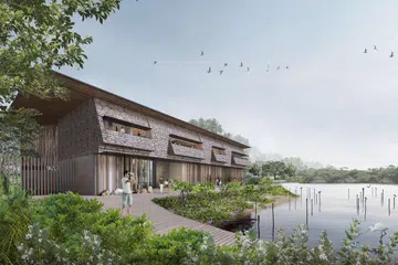 Lakaran artis bagi Taman Alam Mandai Mangrove dan Mudflat serta Koridor Alam Bukit Batok yang bakal dibuka mulai 2028. 