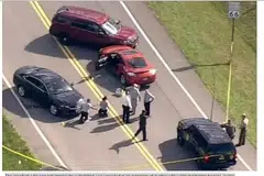 BERJAYA DITAHAN: Suspek ditangkap dan dilaporkan cedera selepas berbalas tembakan dengan polis di Maryland. - Foto SCHENGENSTORY/TWITTER