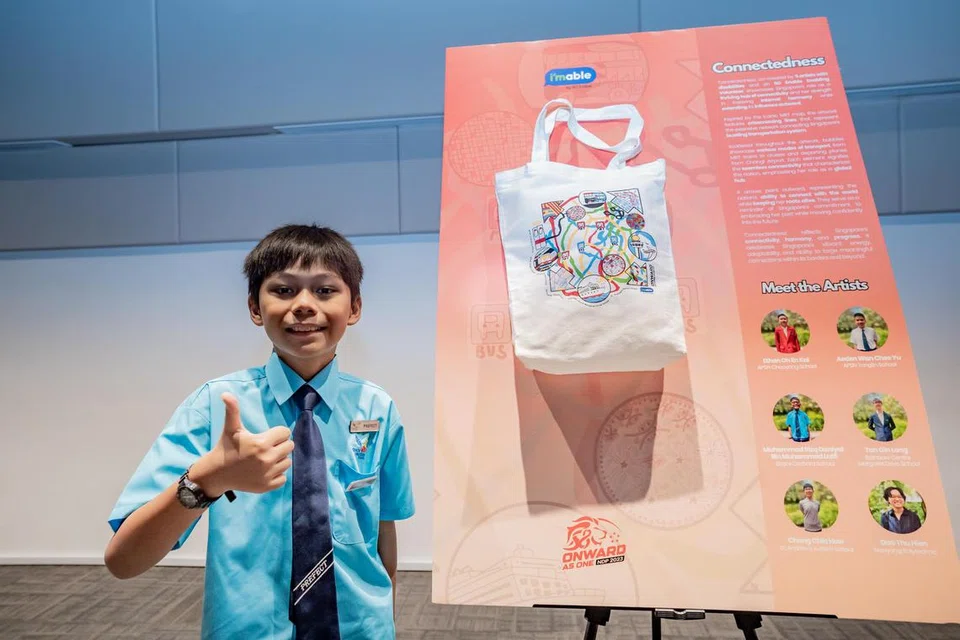 BERBAKAT: Muhammmad Rizq Daniyal Muhammad Lufti, 11 tahun, dari sekolah Grace Orchard telah mengambil bahagian dalam karya seni untuk beg NDP 2023. 