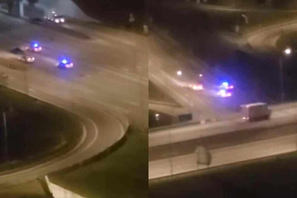 Tangkap layar video tular aksi suspek melarikan diri dengan menaiki Proton Wira dikejar MPV Polis.