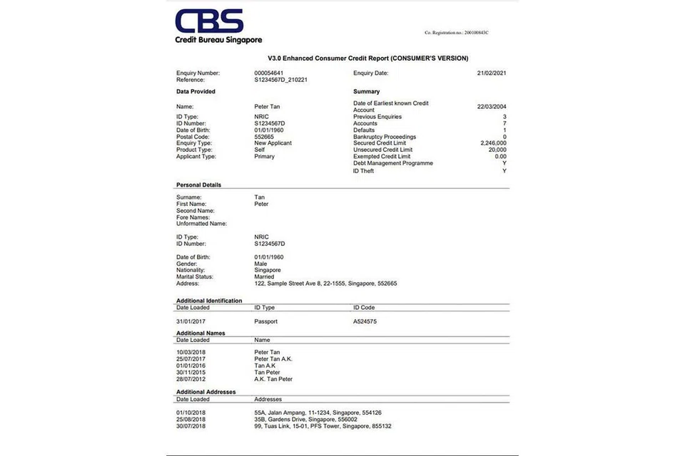 CARA MEMBACA LAPORAN KREDIT: Sampel laporan kredit yang diberikan CBS ini menunjukkan individu ini mempunyai markah kredit 1,569 dan gred risiko 'HH' yang tidak baik. - Foto CBS