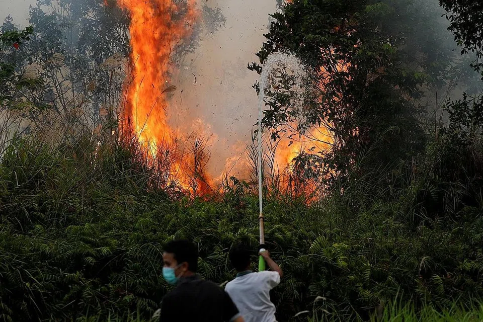 BERHEMPAS-PULAS: Sukarelawan cuba memadamkan kebakaran di hutan tanah gambut di Pulau Pisau wilayah berdekatan Palangka Raya, wilayah Kalimantan Tengah, Indonesia. - Foto REUTERS 