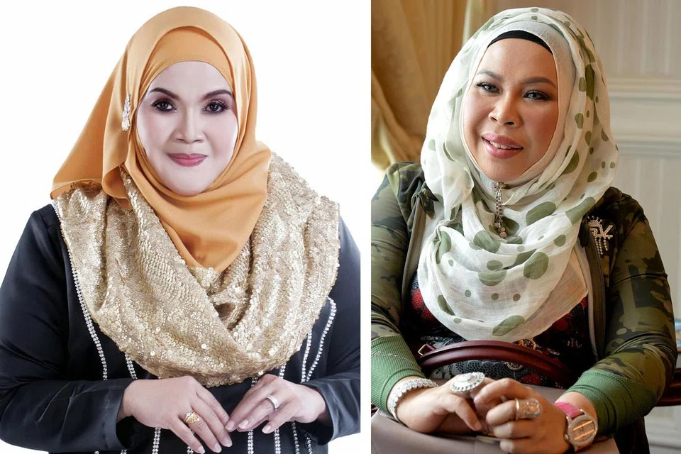 PERINGATAN BUAT PENAJA DAN PENYIAR: Penyanyi Aishah (gambar kiri) mengambil tindakan keras memohon Datuk Seri Vida (gambar kanan) meminta maaf kepadanya kerana enggan golongan artis sepertinya diperlekeh haknya dengan diberi hadiah barang kemas palsu. - Foto-foto fail