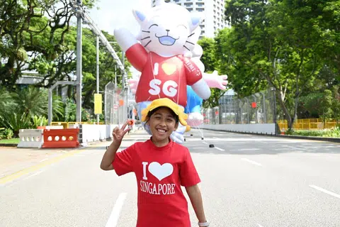 Maisarah Mohamed Nizar, 10 tahun, dari Sekolah Rendah Valour, akan membuat persembahan di NDP 2024 sebagai maskot Singa The Lion.