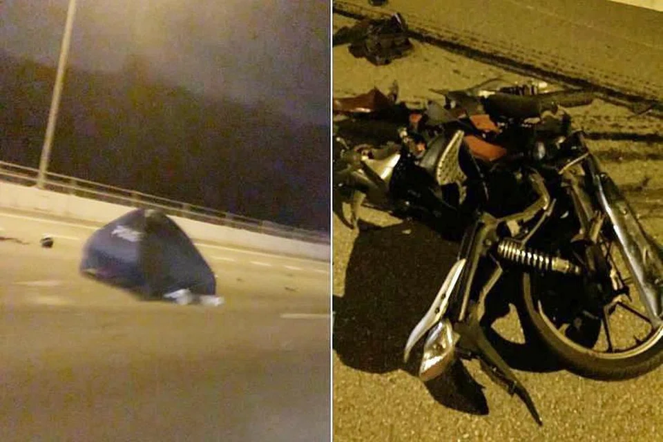 KEMALANGAN JALAN RAYA: Nahas di BKE yang meragut nyawa seorang penunggang motosikal berusia 61 tahun turut melibatkan sebuah teksi dan kereta.