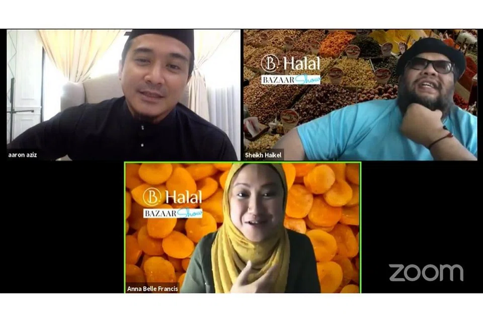 KERAH SELEBRITI: Acara B Halal Bazar mengembleng tarikan selebriti seperti Aaron Aziz dan Sheikh Haikel untuk menyemarakkan penjualan dalam talian. - Foto B HALAL 