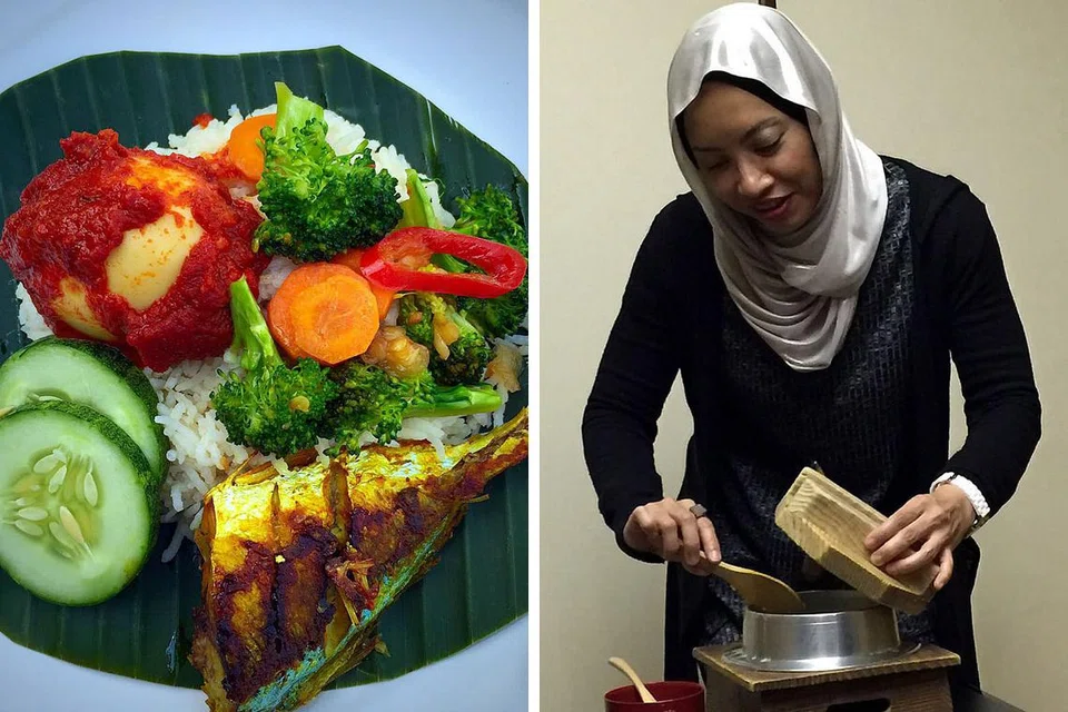 HIDANGAN SIHAT: Dr Elly (kanan) yang memasak nasi lemak di rumah menganggap hidangan ini seimbang dan lengkap kerana mengandungi karbohidrat, protein, lemak, serat serta kalsium jika dimasak dengan betul.