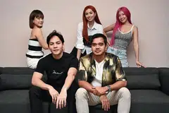 LIMA SEKAWAN: Barisan pelakon Pulau, (dari belakang, mengikut putaran jam) Joey Leong, Amelia Henderson, Ms Puiyi, Alif Satar dan Ikmal Amry senangi pengalaman santai jalani penggambaran Pulau di Langkawi. - Foto BH oleh KHALID BABA
