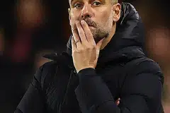 MANCHESTER CITY, BURNLEY TANPA PENGURUS: Pep Guardiola (atas), dan Sean Dyche. - Foto fail