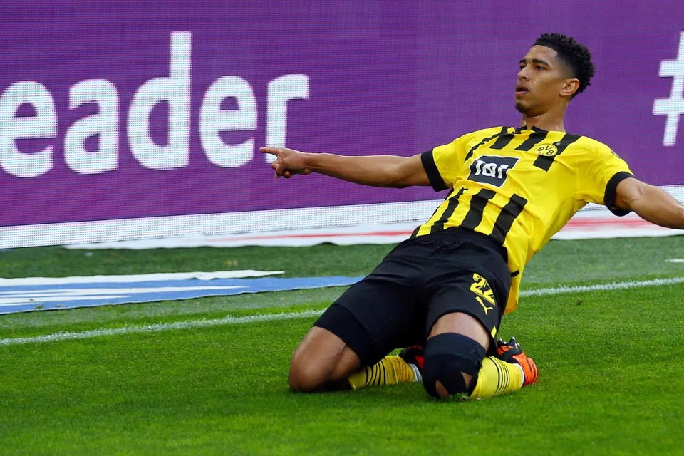 Soccer Football - Bundesliga - Borussia Dortmund v Borussia Moenchengladbach - Signal Iduna Park, Dortmund, Germany - May 13, 2023
Borussia Dortmund's Jude Bellingham celebrates scoring their second goal REUTERS/Thilo Schmuelgen DFL REGULATIONS PROHIBIT ANY USE OF PHOTOGRAPHS AS IMAGE SEQUENCES AND/OR QUASI-VIDEO.     TPX IMAGES OF THE DAY     