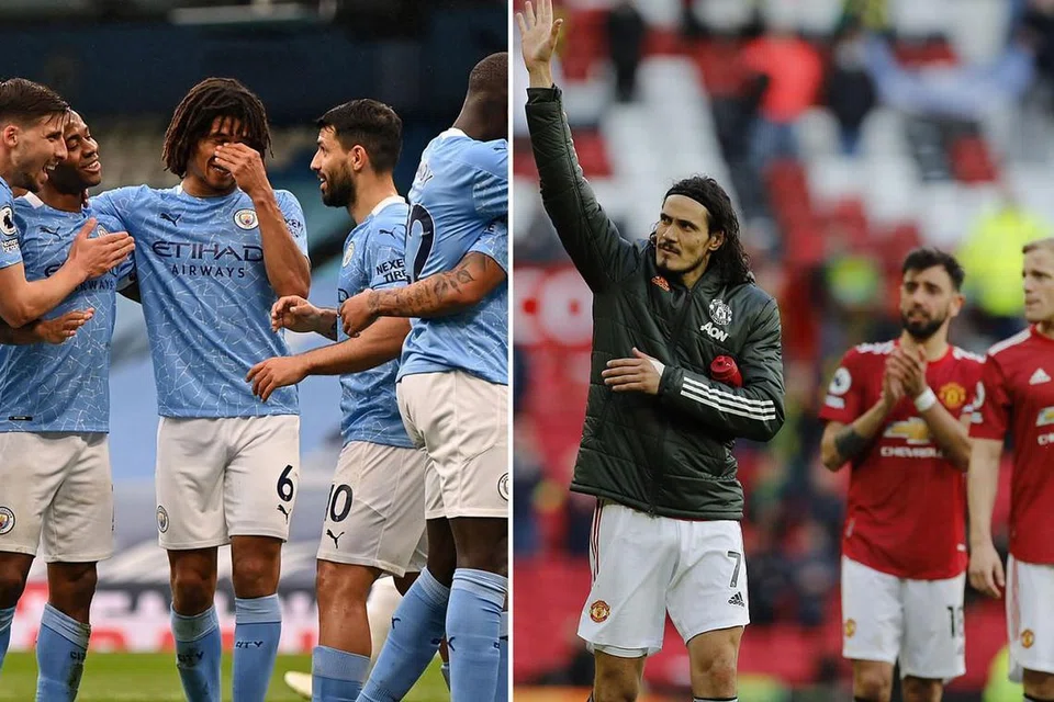JUARA DAN NAIB JUARA: Manchester City (kiri) dan Manchester United. - Foto-foto fail AFP/EPA-EFE