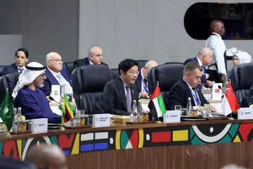 Perdana Menteri, Encik Lawrence Wong (dua dari kiri)  di Sidang Puncak Kumpulan 20 (G20) pada 22 November.