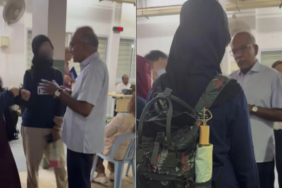 Dua wanita Melayu/Islam bertikam lidah dengan Menteri Ehwal Dalam Negeri merangkap Undang-Undang, Encik K. Shanmugam, semasa Sesi Bertemu Penduduk (MPS) di cawangan Parti Tindakan Rakyat (PAP) Chong Pang di Blok 107, Yishun Ring Road, pada 12 Mac.