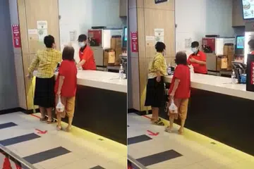 DITANGKAP: Wanita yang meludah ke seorang kakitangan KFC pada 22 April 2020 telah ditangkap polis dua hari kemudian. 