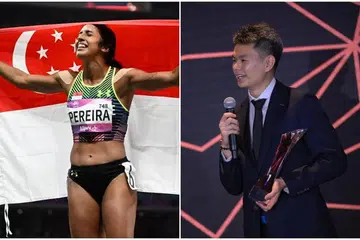 Pelari pecut negara Shanti Pereira (kiri) dan Darren Ong masing-masing memenangi anugerah Olahragawati Terbaik dan Olahragawan Terbaik pada 3 Jun 2024.