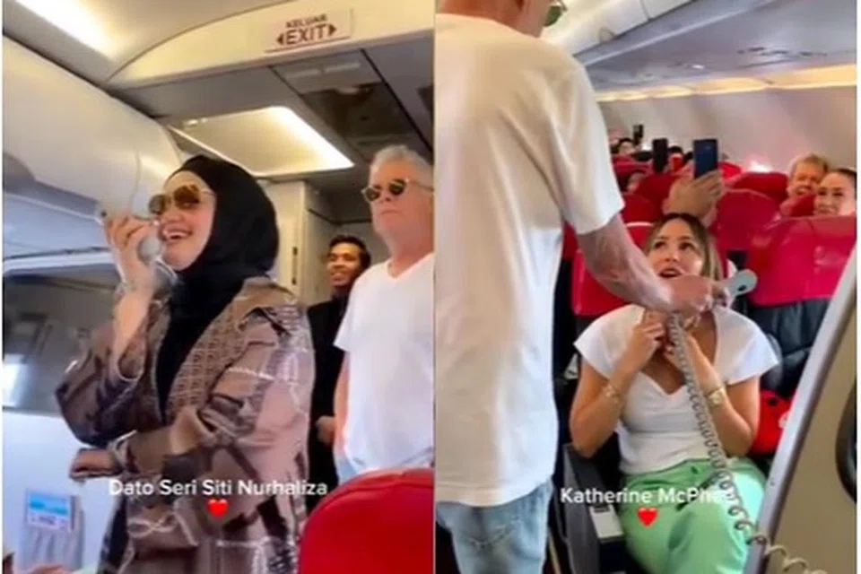 IBARAT KONSERT MINI: Beberapa penyanyi termasuk Datuk Seri Siti Nurhaliza dan Katharine McPhee menyanyikan lagu menerusi intercom pesawat.