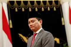 Thomas Djiwandono, anak saudara kepada Presiden Indonesia ketika itu, Prabowo Subianto, memberi reaksi semasa majlis pelantikannya sebagai Timbalan Menteri Kewangan di Istana Presiden di Jakarta, Indonesia, pada 18 Julai 2024.