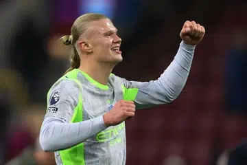 Erling Haaland daripada Manchester City menjaringkan satu-satunya gol dalam perlawanan menentang Burnley.