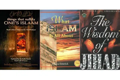 Majlis Ugama Islam Singapura (Muis) berkata tiga buku ini menggalakkan idea berbahaya yang diedarkan secara meluas dalam kalangan radikal untuk membenarkan jenayah dan keganasan. FOTO: Muis