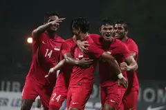 PIALA SUZUKI AFF: Pasukan Singapura yang akan beraksi dalam Piala Suzuki AFF tahun ini semasa perlawanan persahabatan menentang Mauritius pada 7 September 2018. 