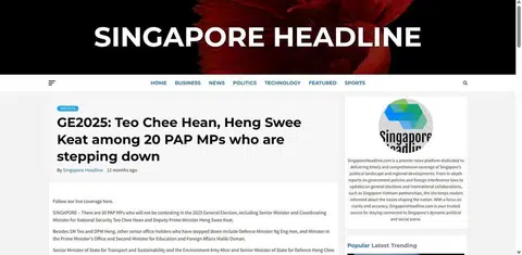 Laman web, singaporeheadline.com, telah menyiarkan satu artikel berkaitan GE2025 yang berasal daripada The Straits Times, namun mereka telah mengkredit artikel tersebut sebagai hasil penulisan mereka sendiri pada 23 April 2025.