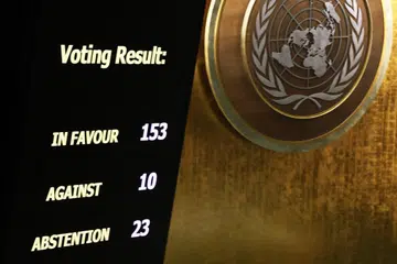 SOKONG RESOLUSI: Resolusi ‘Protection of civilians and upholding legal and humanitarian obligations’“, diterima pakai semasa Sesi Khas Tergempar (ESS) Ke-10 UNGA yang disambung semula dengan 153 undi menyokong, 10 menentang dan 23 lagi berkecuali.