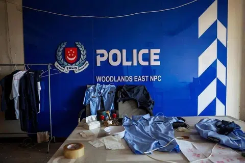 pusat polis kejiranan, NPC,  palsu Kemboja, sindiket penipuan O’Smach, Police Woodlands East NPC palsu, penyamaran pegawai polis, kompleks, dirampas, tentera Thailand