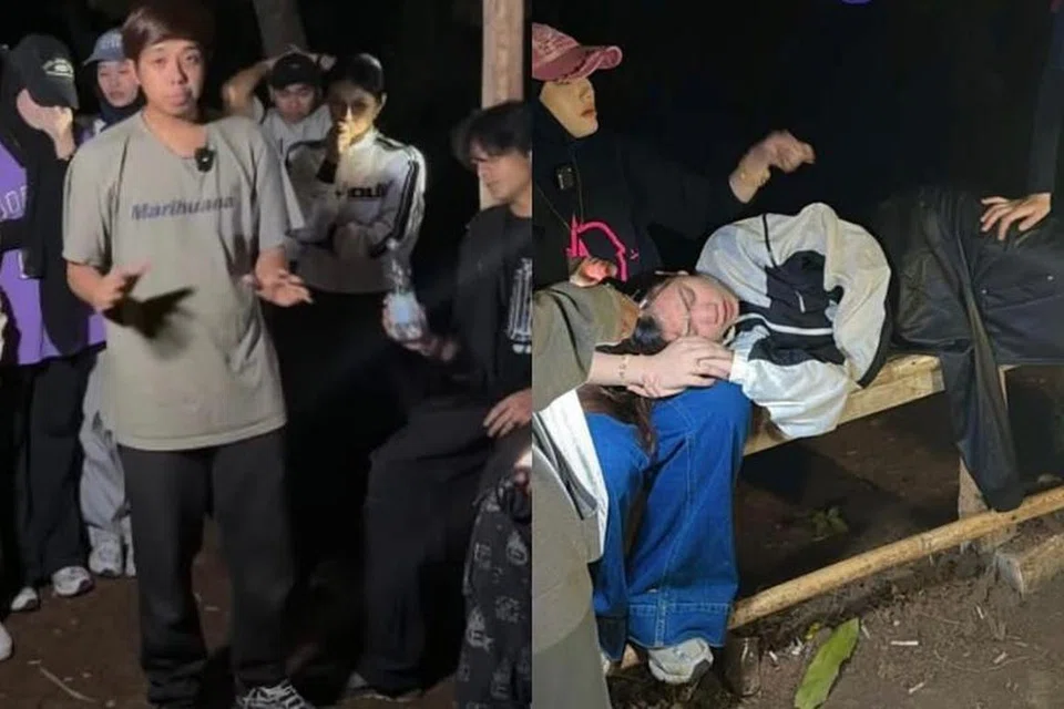 Pempengaruh Malaysia, Ammar Mohd Nzahan (gambar kiri, berdiri), membuat laporan dan kandungan media sosial palsu mengenai seorang lagi pempengaruh bernama Eyka (gambar kanan, berbaring) yang kononnya ‘hilang’ selepas mereka memasuki hutan dekat Bandung, Indonesia, untuk kegiatan paranormal.