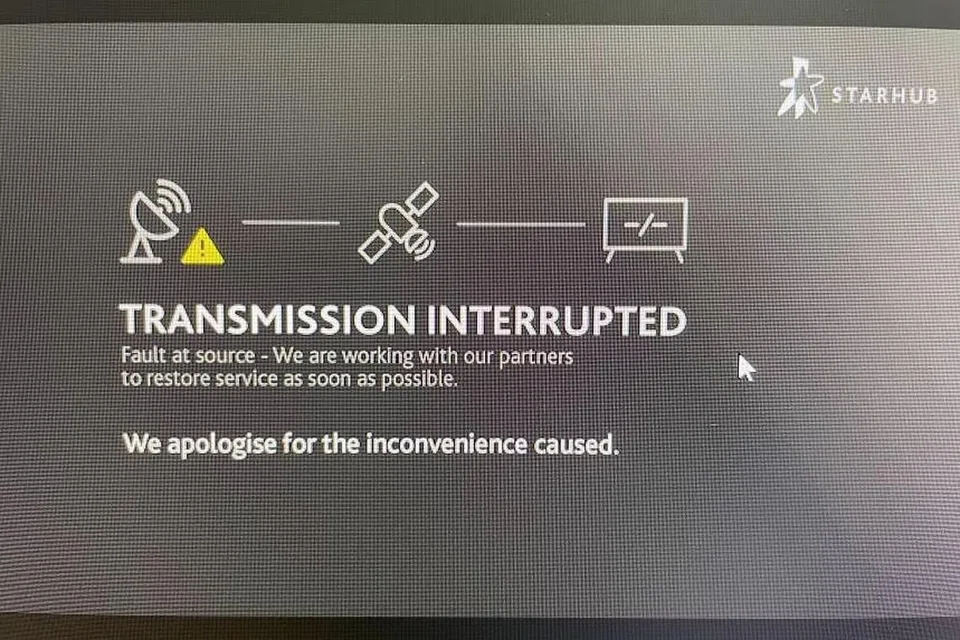 Mesej yang dipaparkan di televisyen ketika gangguan isyarat semasa siaran langsung Euro 2024 antara Jerman dan Hungary pada 20 Jun.