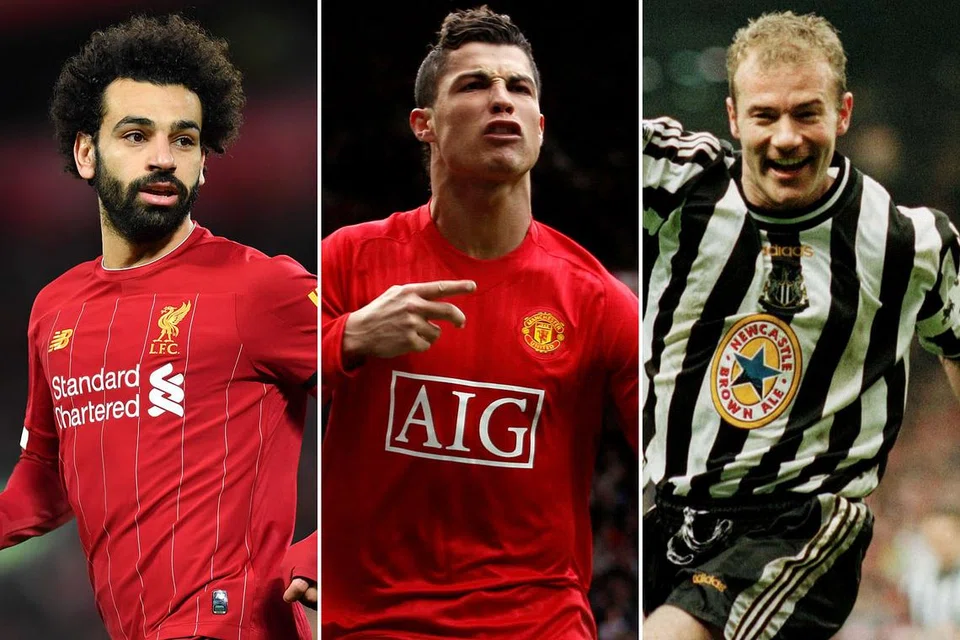 PENYERANG HANDALAN DALAM ERA MASING-MASING: (Dari kiri) Mohamed Salah, yang mewakili Liverpool sekarang; Cristiano Ronaldo (Manchester United musim 2007-08) dan Alan Shearer (Blackburn musim 1994-95). - Foto-foto AFP, REUTERS 