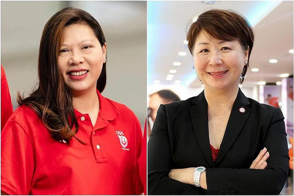 JAWATAN DI SNOC: (Dari kiri) Juliana Seow dan Jessie Phua dipilih sebagai naib presiden Majlis Olimpik Kebangsaan Singapura (SNOC). - Foto fail