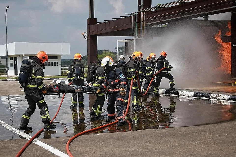 Latihan anggota NSF SCDF guna simulator kebakaran sebenar, Berita ...