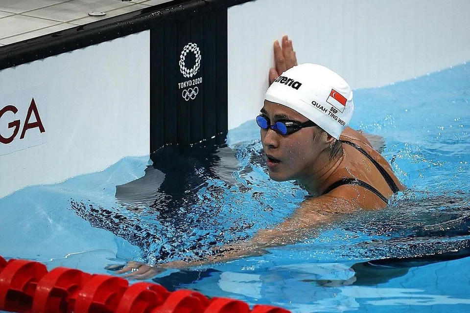 KEMPEN BERAKHIR: Quah terlepas melayakkan diri ke separuh akhir gaya bebas 50 meter wanita selepas mencatat masa 26.16 saat dalam pusingan saringan di Pusat Akuatik Tokyo semalam. - Foto LIANHE ZAOBAO