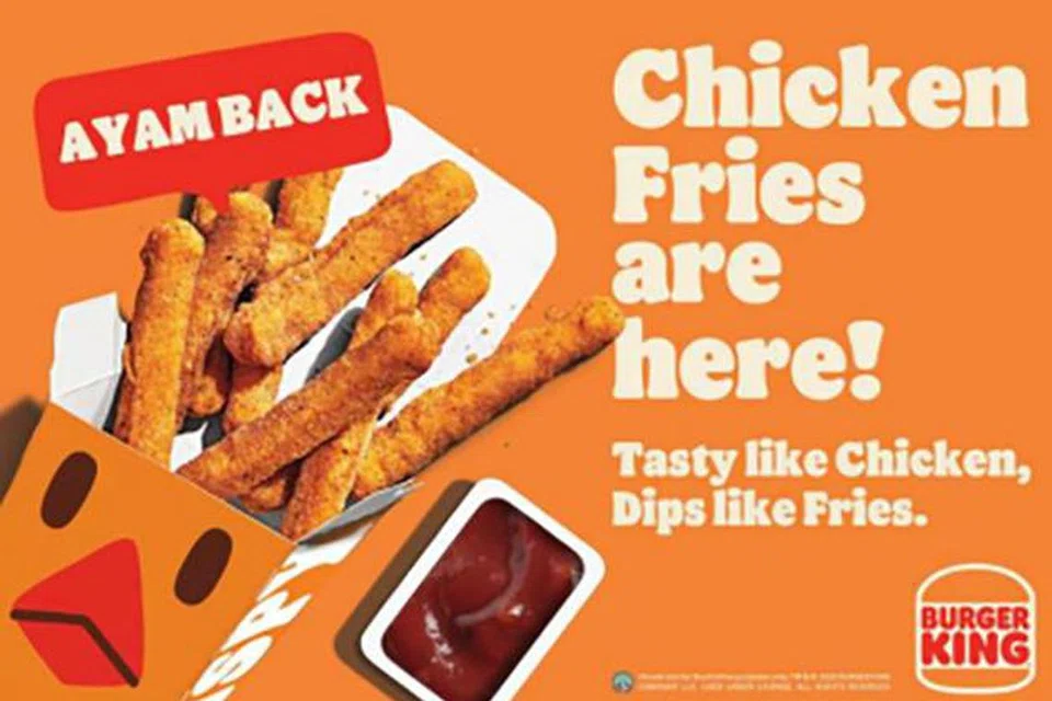 ‘FRIES’ AYAM: Sajian Burger King ini muncul semula selepas lima tahun menyepi.