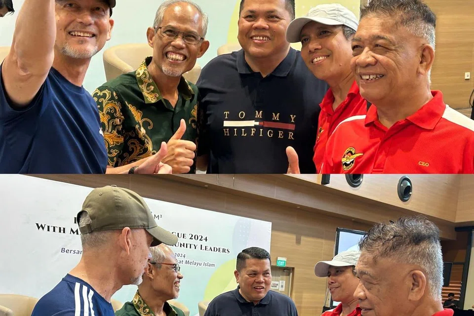 Encik Masagos Zulkifli Masagos Mohamed (dua dari kiri) bergambar dengan anggota Goldwingers Singapore yang ingin menyumbang kepada Wakaf Masyarakat Singapura yang menyokong keperluan jangka panjang masyarakat Melayu/Islam.