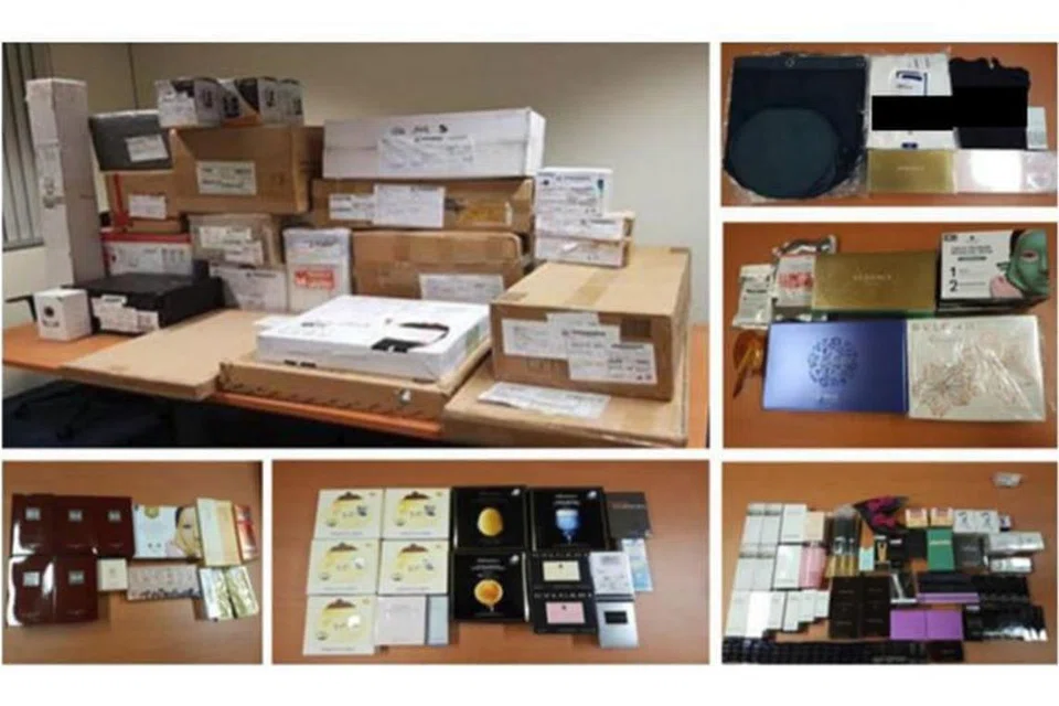 Telefon bimbit, komputer, kosmetik pelbagai jenama, beg tangan, pakaian dan beberapa kotak berisi barangan elektrik dan elektronik dirampas.